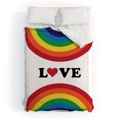 CynthiaF 70s Love Rainbow Duvet Cover
