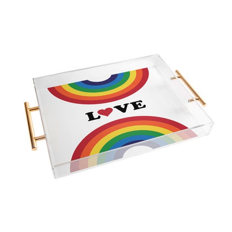 CynthiaF 70s Love Rainbow Acrylic Tray