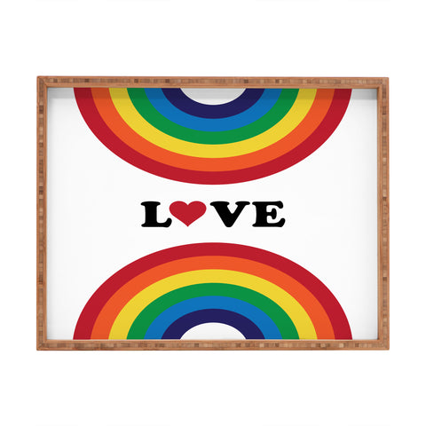 CynthiaF 70s Love Rainbow Rectangular Tray