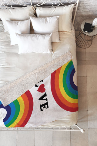 CynthiaF 70s Love Rainbow Fleece Throw Blanket