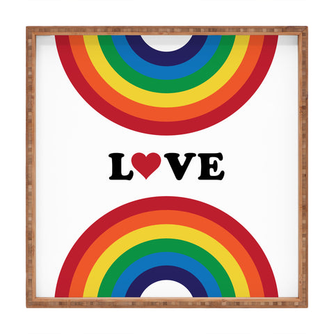 CynthiaF 70s Love Rainbow Square Tray