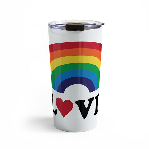 CynthiaF 70s Love Rainbow Travel Mug