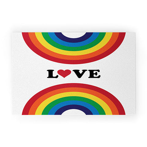 CynthiaF 70s Love Rainbow Welcome Mat