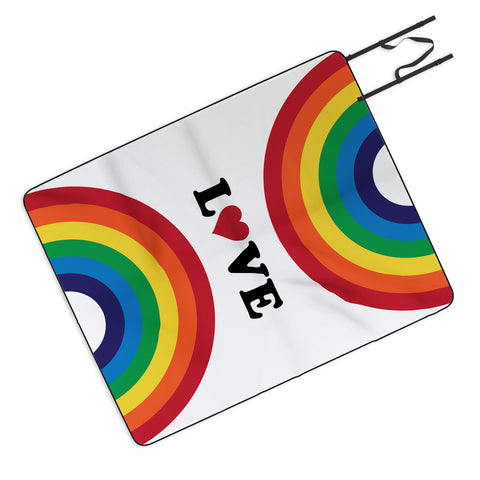 CynthiaF 70s Love Rainbow Picnic Blanket