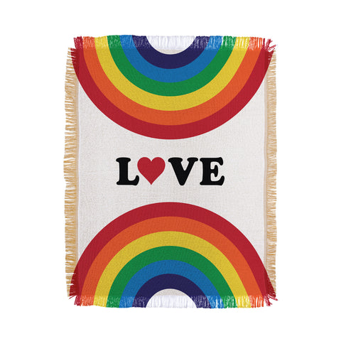 CynthiaF 70s Love Rainbow Throw Blanket