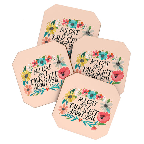 CynthiaF My Cat and I Talk Shit About You Coaster Set