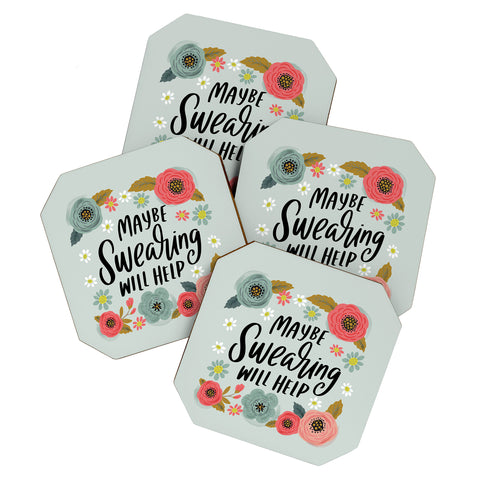 CynthiaF Pretty NotSoSwery Maybe Coaster Set