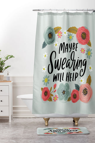 CynthiaF Pretty NotSoSwery Maybe Shower Curtain And Mat