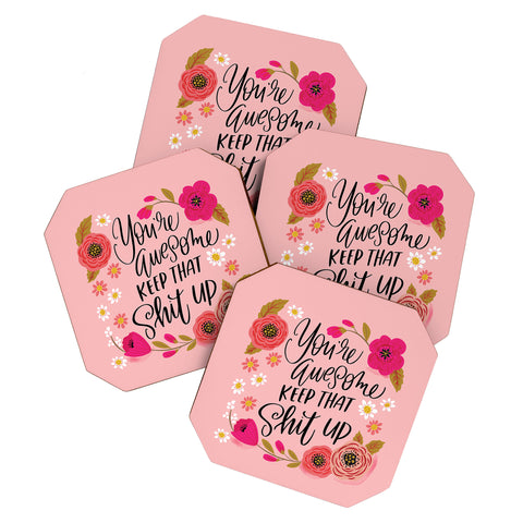 CynthiaF Pretty Sweary Youre Awesome Ke Coaster Set