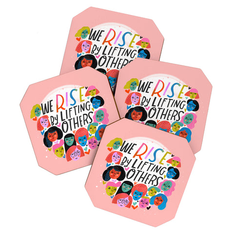 CynthiaF We Rise by Lifting Others Coaster Set