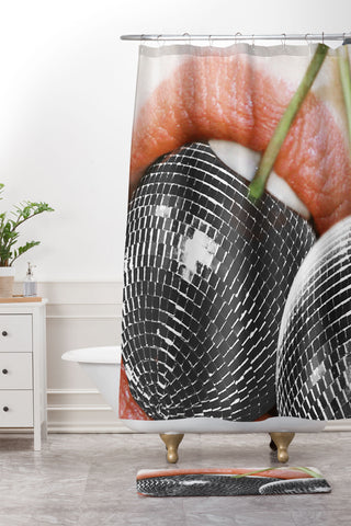 Dagmar Pels BITE me Disco Cherry Lips Shower Curtain And Mat