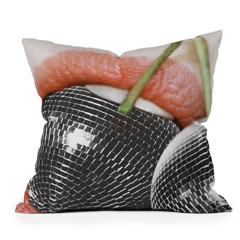 Dagmar Pels BITE me Disco Cherry Lips Throw Pillow