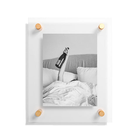 Dagmar Pels Champagne In Bed Black And White Floating Acrylic Print