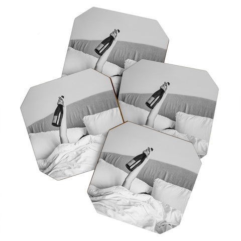 Dagmar Pels Champagne In Bed Black And White Coaster Set