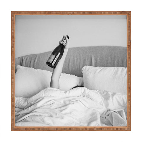 Dagmar Pels Champagne In Bed Black And White Square Tray