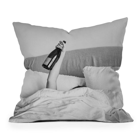 Dagmar Pels Champagne In Bed Black And White Throw Pillow