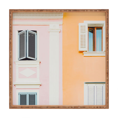 Dagmar Pels Colorful Mediterranean Building Square Tray