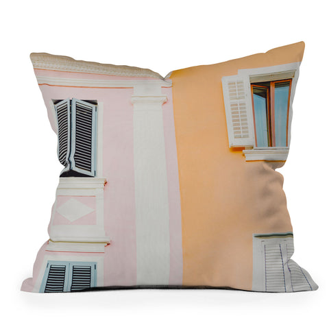 Dagmar Pels Colorful Mediterranean Building Outdoor Throw Pillow
