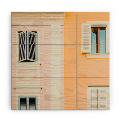 Dagmar Pels Colorful Mediterranean Building Wood Wall Mural
