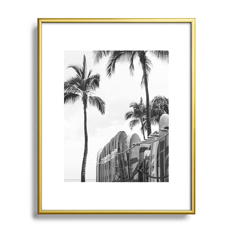 Dagmar Pels Hawaiian Surfboards Black And White Metal Framed Art Print