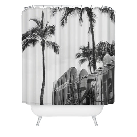 Dagmar Pels Hawaiian Surfboards Black And White Shower Curtain