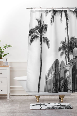 Dagmar Pels Hawaiian Surfboards Black And White Shower Curtain And Mat