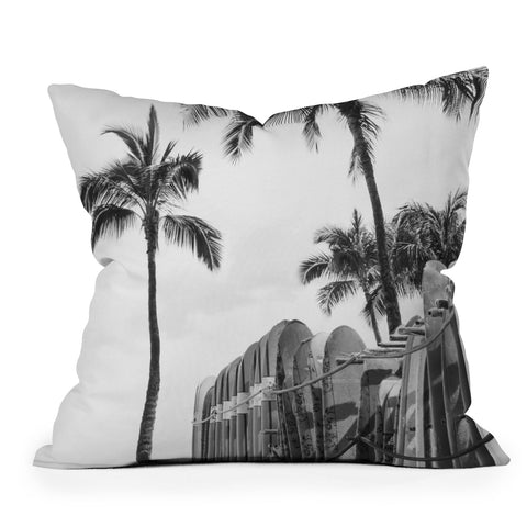 Dagmar Pels Hawaiian Surfboards Black And White Outdoor Throw Pillow