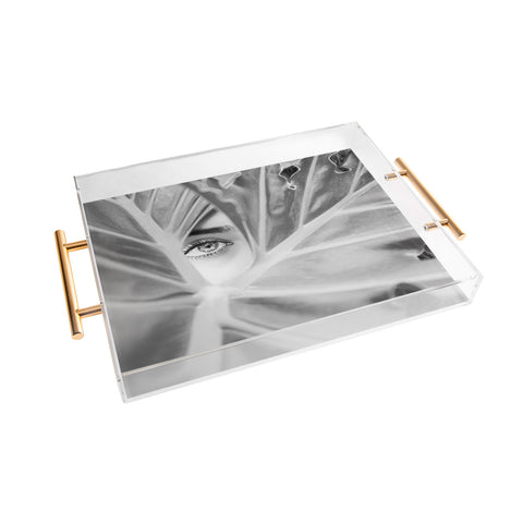 Dagmar Pels Mysterious Girl Palm Leaf Acrylic Tray