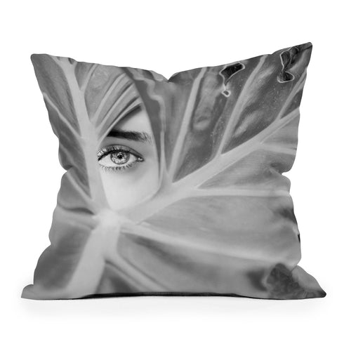 Dagmar Pels Mysterious Girl Palm Leaf Outdoor Throw Pillow