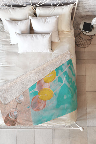 Dagmar Pels Pool Drinks Mediterranean Summer Fleece Throw Blanket