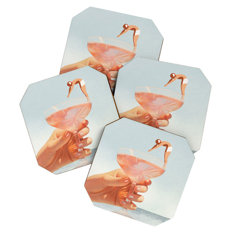 Dagmar Pels Sip And Dive Cocktail Collage Coaster Set