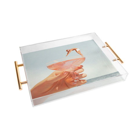 Dagmar Pels Sip And Dive Cocktail Collage Acrylic Tray