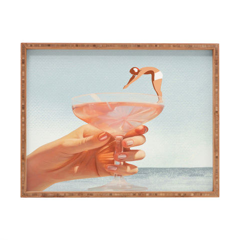 Dagmar Pels Sip And Dive Cocktail Collage Rectangular Tray
