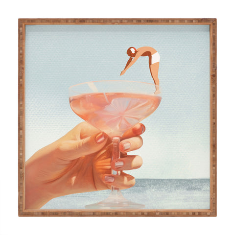 Dagmar Pels Sip And Dive Cocktail Collage Square Tray