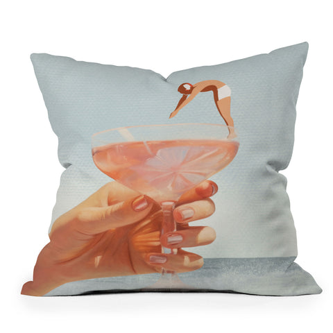 Dagmar Pels Sip And Dive Cocktail Collage Outdoor Throw Pillow