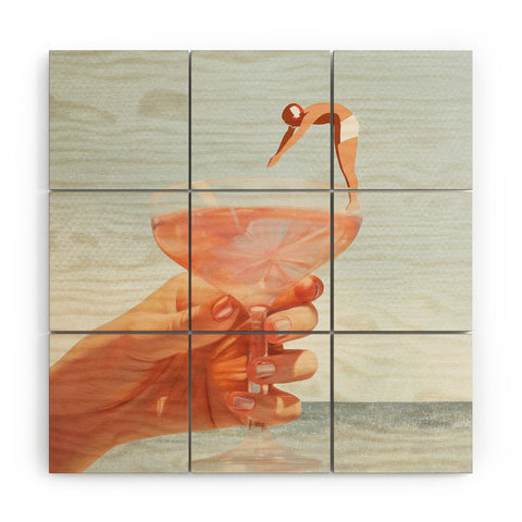 Dagmar Pels Sip And Dive Cocktail Collage Wood Wall Mural