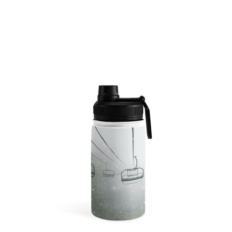 Dagmar Pels Ski Lift Snow in Foggy Forest Water Bottle
