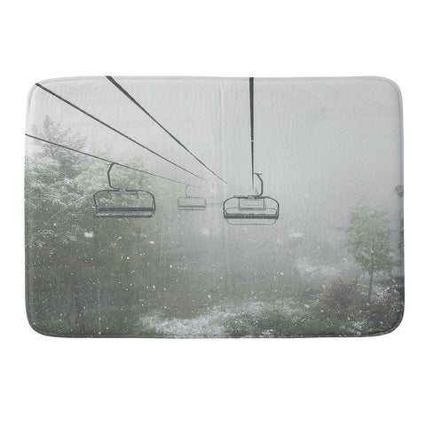 Dagmar Pels Ski Lift Snow in Foggy Forest Memory Foam Bath Mat