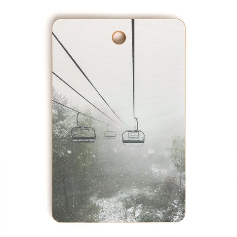 Dagmar Pels Ski Lift Snow in Foggy Forest Cutting Board Rectangle