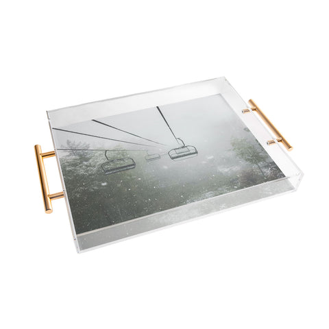 Dagmar Pels Ski Lift Snow in Foggy Forest Acrylic Tray