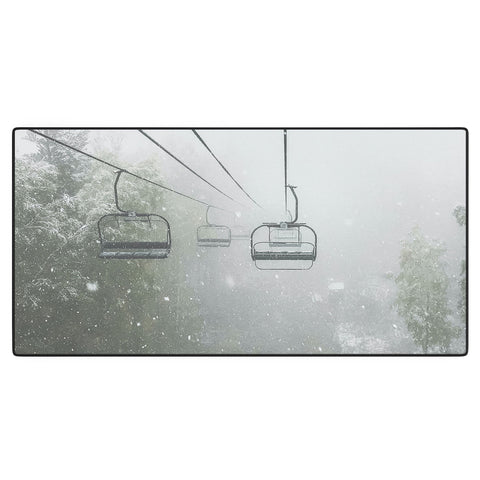 Dagmar Pels Ski Lift Snow in Foggy Forest Desk Mat