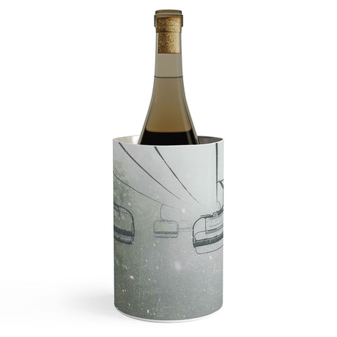 Dagmar Pels Ski Lift Snow in Foggy Forest Wine Chiller