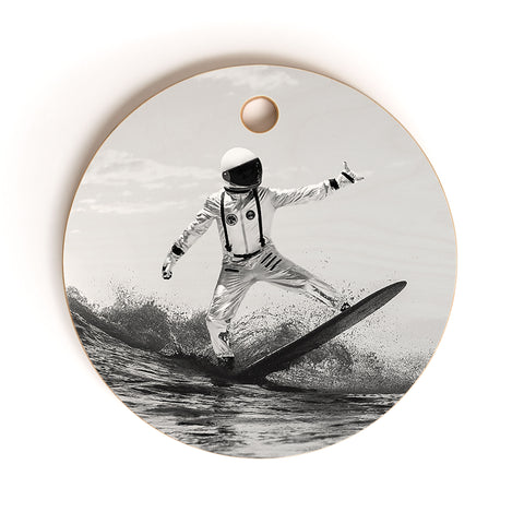 Dagmar Pels Space Surfer Black And White Cutting Board Round