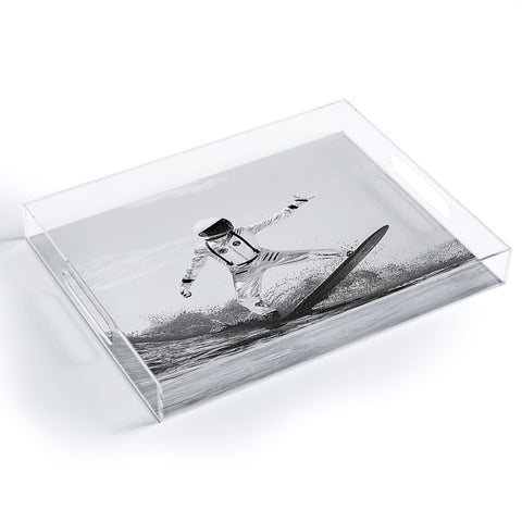 Dagmar Pels Space Surfer Black And White Acrylic Tray