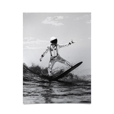 Dagmar Pels Space Surfer Black And White Poster