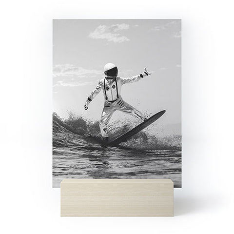 Dagmar Pels Space Surfer Black And White Mini Art Print