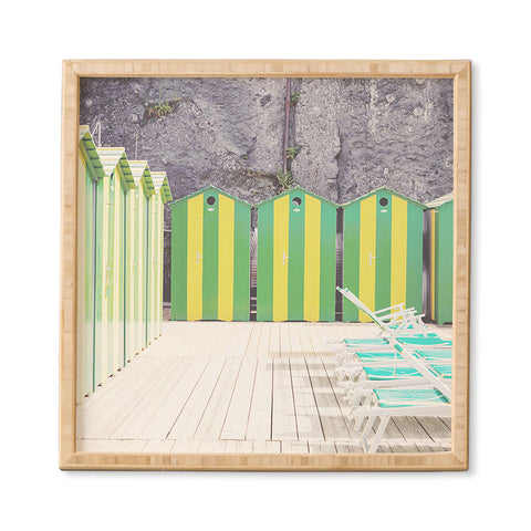 Dagmar Pels Striped Beach Huts Sorrento Framed Wall Art
