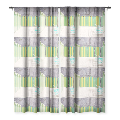 Dagmar Pels Striped Beach Huts Sorrento Sheer Window Curtain