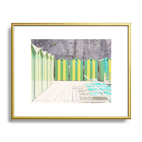 Dagmar Pels Striped Beach Huts Sorrento Metal Framed Art Print