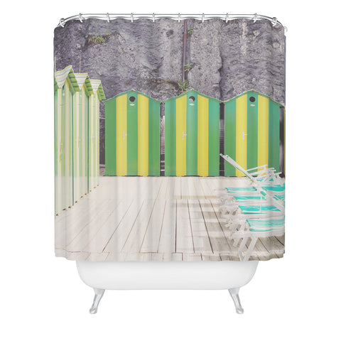 Dagmar Pels Striped Beach Huts Sorrento Shower Curtain